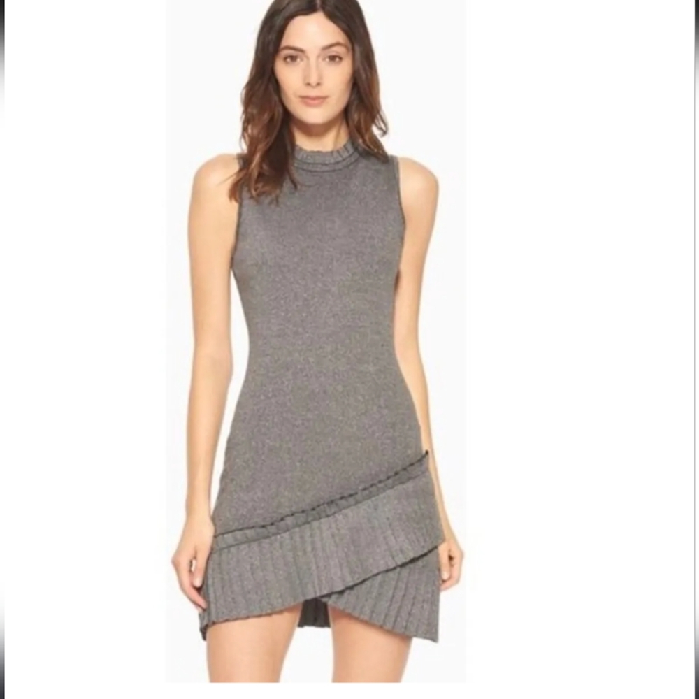 Parker Women's Gunmetal Silver Metallic Mock Neck Mini Dress Holiday NYE Dress
